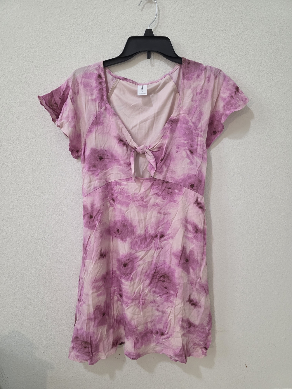Abound Pink and Purple Tie-Dye Front-Tie Crop Top Dress
